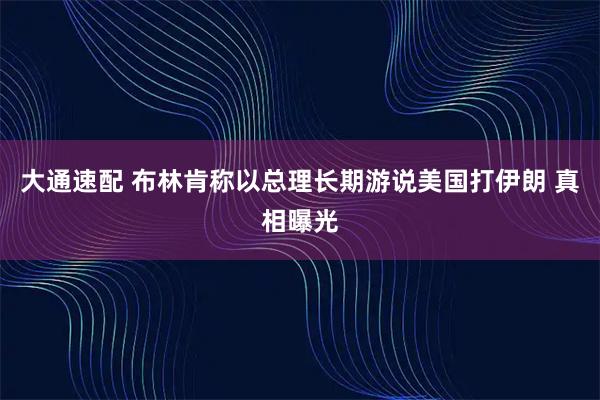 大通速配 布林肯称以总理长期游说美国打伊朗 真相曝光